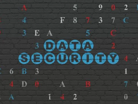 Safety concept: Data Security on wall background Illustrazione stock