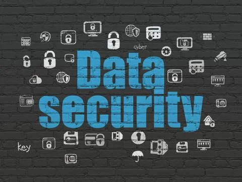 Safety concept: Data Security on wall background Stock Illustration