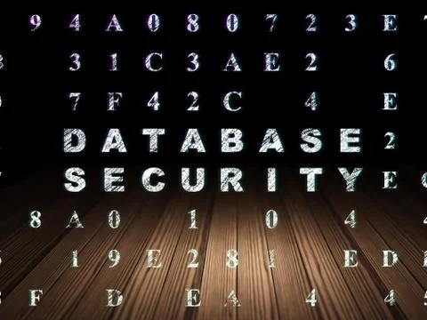 Safety concept: Database Security in grunge dark room Stock Illustration