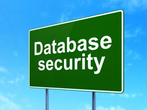 Safety concept: Database Security on road sign background Illustrazione stock
