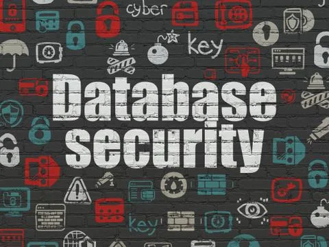 Safety concept: Database Security on wall background Illustrazione stock