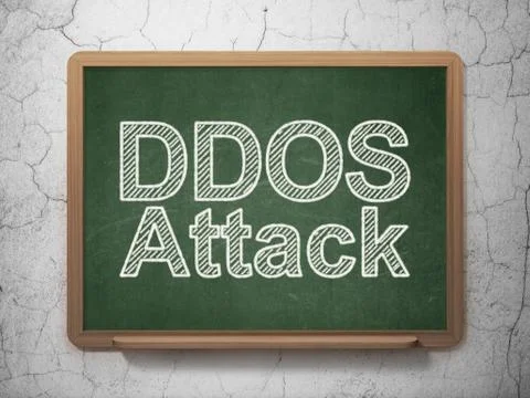 Safety concept: DDOS Attack on chalkboard background Stock Illustration