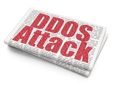 Safety concept: DDOS Attack on Newspaper background Stock Illustration