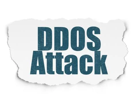Safety concept: DDOS Attack on Torn Paper background Illustrazione stock