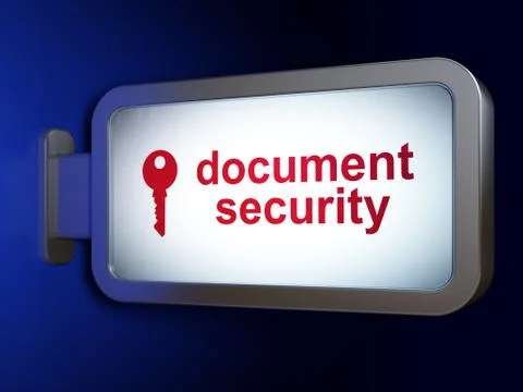 Safety concept: Document Security and Key on billboard Stock Illustration