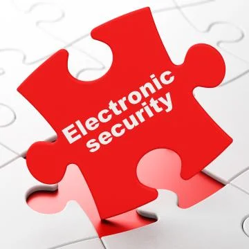 Safety concept: Electronic Security on puzzle background イラスト素材