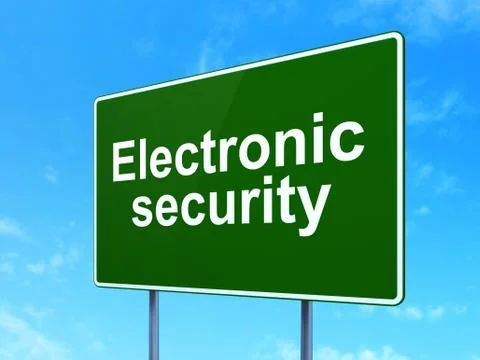 Safety concept: Electronic Security on road sign background 库存插图