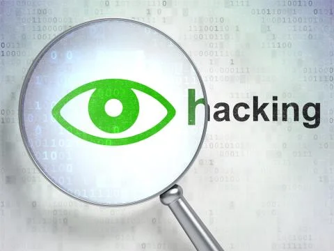 Safety concept: Eye and Hacking with optical glass Illustrazione stock