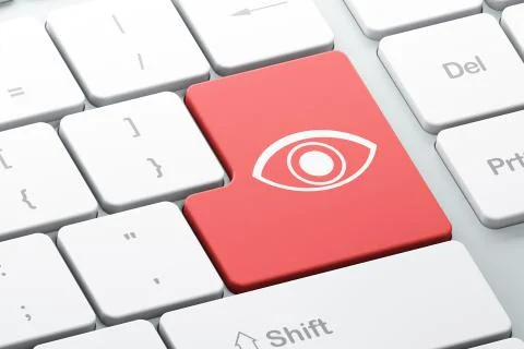 Safety concept: Eye on computer keyboard background イラスト素材