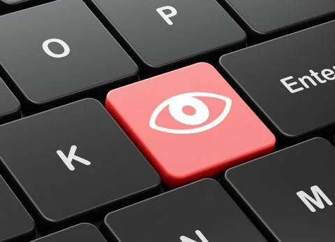 Safety concept: Eye on computer keyboard background 스톡 일러스트