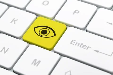 Safety concept: Eye on computer keyboard background Stock Illustration