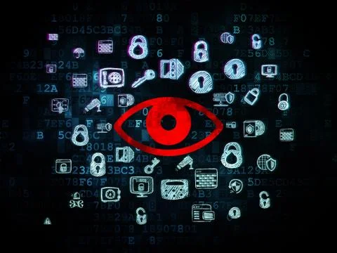 Safety concept: Eye on Digital background Stockillustratie