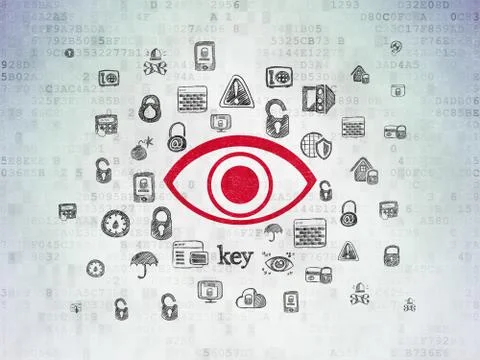 Safety concept: Eye on Digital Data Paper background Stock Illustration