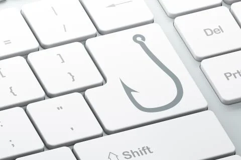 Safety concept: Fishing Hook on computer keyboard background Stockillustratie