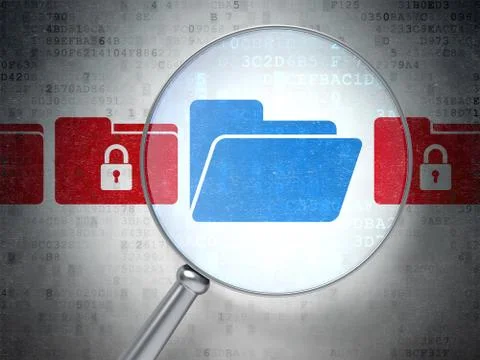 Safety concept: Folder With Padlock with optical glass on digita Stockillustratie
