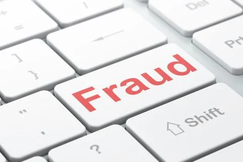 Safety concept: Fraud on computer keyboard background Illustrazione stock