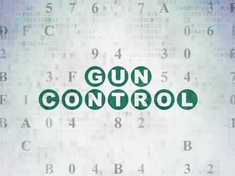 Safety concept: Gun Control on Digital Data Paper background Stock Illustration