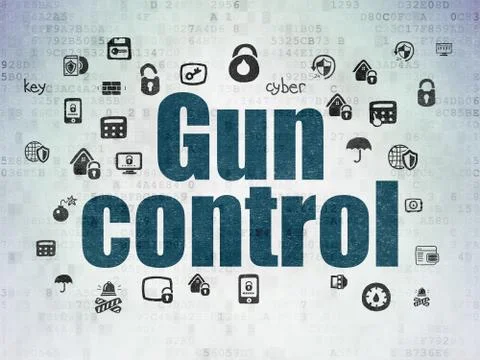 Safety concept: Gun Control on Digital Data Paper background Stock Illustration