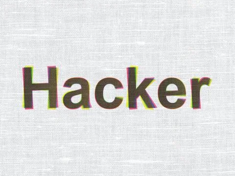 Safety concept: Hacker on fabric texture background Illustrazione stock