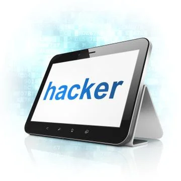 Safety concept: Hacker on tablet pc computer Stockillustratie