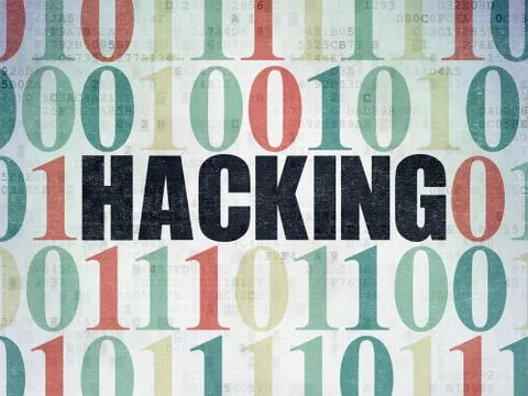 Safety concept: Hacking on Digital Paper background Illustrazione stock