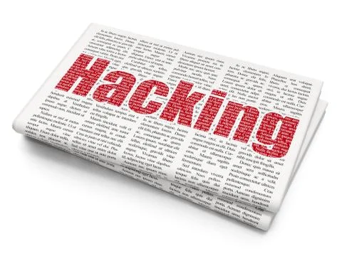 Safety concept: Hacking on Newspaper background Illustrazione stock
