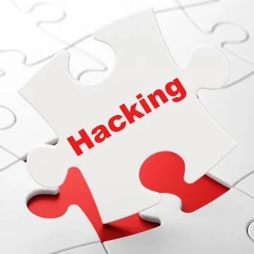 Safety concept: Hacking on puzzle background 스톡 일러스트