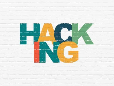 Safety concept: Hacking on wall background Illustrazione stock