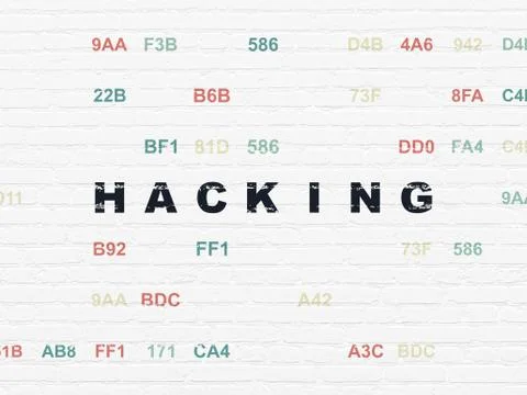 Safety concept: Hacking on wall background 스톡 일러스트