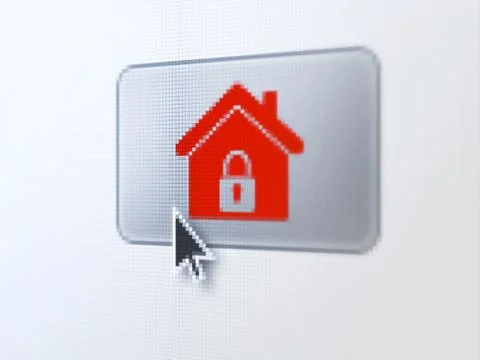 Safety concept: Home on digital button background Stockillustratie