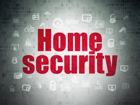 Safety concept: Home Security on Digital Data Paper background 스톡 일러스트
