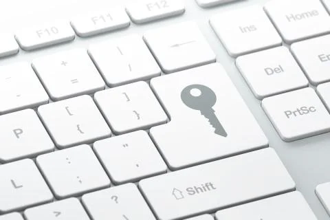 Safety concept: Key on computer keyboard background Stockillustratie