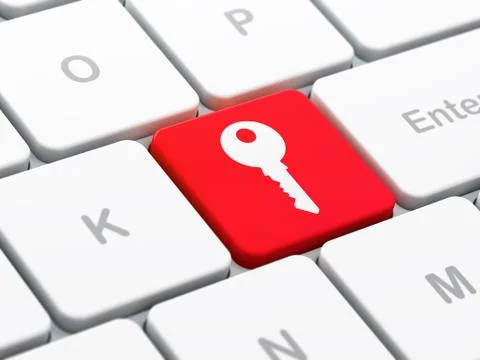 Safety concept: Key on computer keyboard background Illustrazione stock