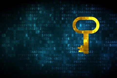 Safety concept: Key on digital background Stock Illustration