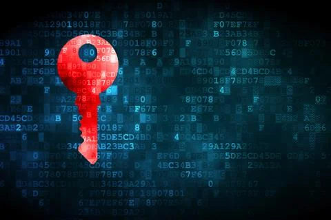 Safety concept: Key on digital background Stockillustratie