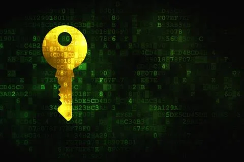 Safety concept: Key on digital background 스톡 일러스트