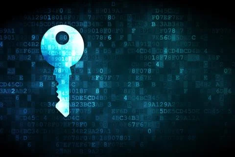 Safety concept: Key on digital background Stock Illustration