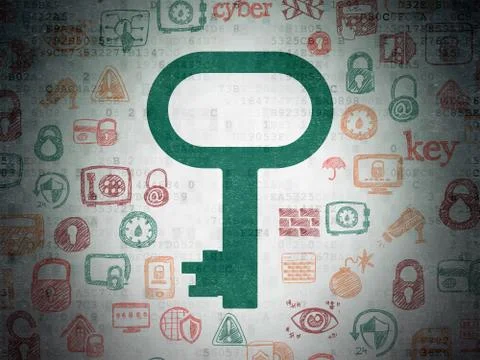 Safety concept: Key on Digital Data Paper background Stock Illustration