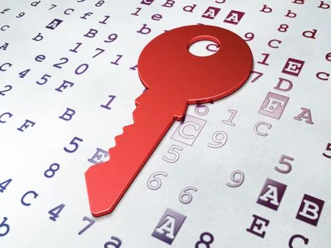 Safety concept: Key on Hexadecimal Code background Illustrazione stock