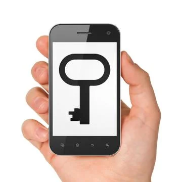 Safety concept: Key on smartphone Stockillustratie