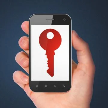 Safety concept: Key on smartphone Stockillustratie
