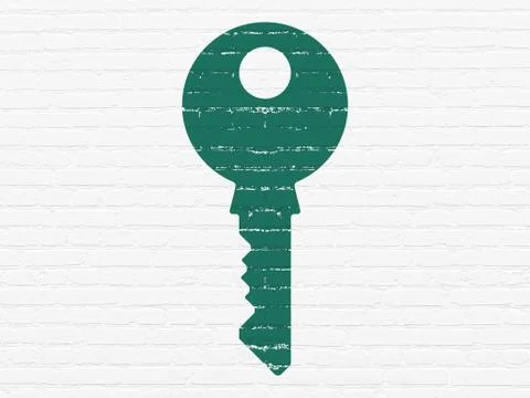 Safety concept: Key on wall background Ilustração Stock