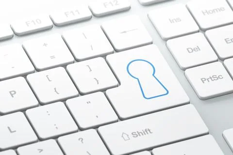 Safety concept: Keyhole on computer keyboard background Stock Illustration