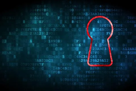 Safety concept: Keyhole on digital background Illustrazione stock