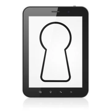 Safety concept: Keyhole on tablet pc computer イラスト素材
