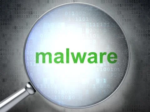 Safety concept: Malware with optical glass Stock Illustration