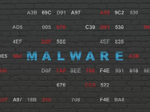 Safety concept: Malware on wall background Stock Illustration