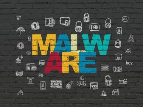 Safety concept: Malware on wall background Stock-Illustration