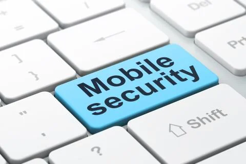 Safety concept: Mobile Security on computer keyboard background イラスト素材
