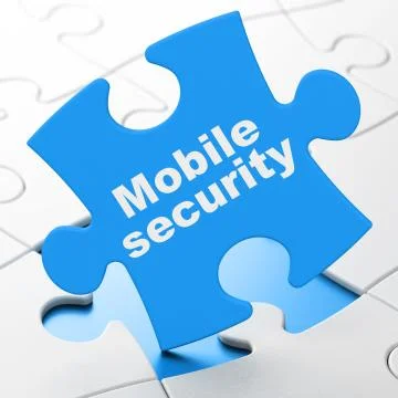 Safety concept: Mobile Security on puzzle background Stock Illustration